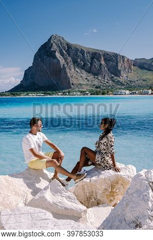San Vito Lo Capo Sicily, San Vito Lo Capo Beach And Monte Monaco In Background, North-western Sicily