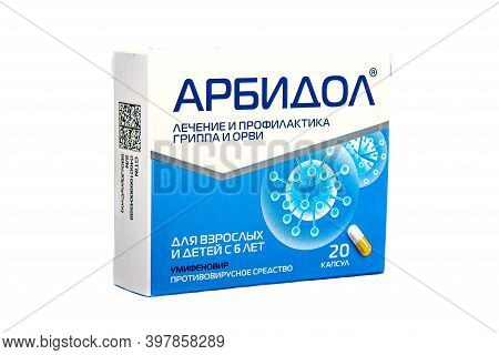 Carton Packaging Arbidol Medical Product Umifenovir Is Russian Antiviral Drug Without Proven Effecti