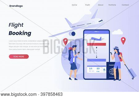 Flight Booking Landing Page, Travel Design, Flat Design