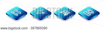 Set Isometric Line Indian , Map, Taxi Tuk Tuk And Monkey Icon. Vector