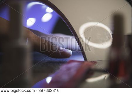Manicure Drying With Led Lamp Violet Light