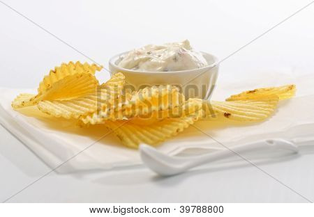 Rippled microplaquetas de batata e mergulho