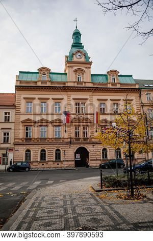 Smichov City Hall In Neo-renaissance Style In Smichov District In Autumn Sunny Day, Prague, Czech Re