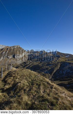 Beautiful View Seen From The Mountain Rophaien On A Sunny Day In Fall