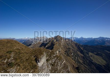 Beautiful View Seen From The Mountain Rophaien On A Sunny Day