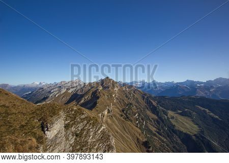 Mountain Panorama At The Mountain Rophaien In Fall