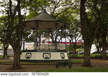 Jau / Sao Paulo / Brazil - 02 21 2020: Bandstand Located At Siqueira Campos` Square (praça Siqueira 