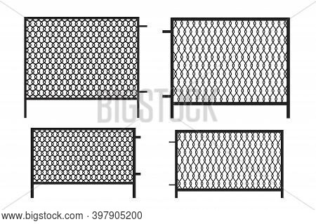 3d Mesh Fence For Banner Design. Black Mesh Fence On White Background. Isolated Vector. Stock Image.