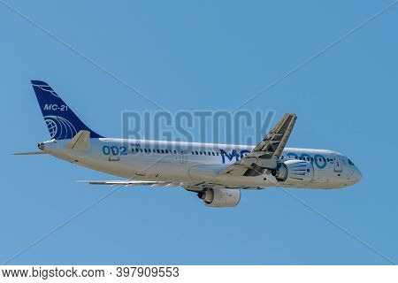 August 30, 2019. Zhukovsky, Russia. Promising Russian Medium-range Narrow-body Passenger Aircraft Ir
