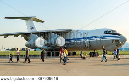 August 30, 2019, Moscow Region, Russia. Russian Heavy Military Transport Aircraft Ilyushin Il-76 At 