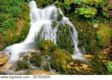 Beautiful Scenic Landscape Of Isichenko Waterfall In Kurdzhips Gorge In Caucasus Mountains By Mezmai