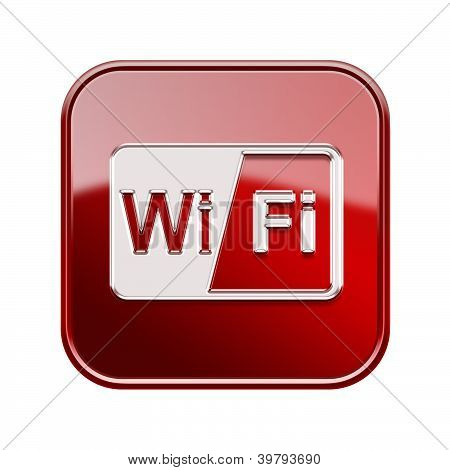 Wi-fi 图标光泽红色，白色背景上孤立