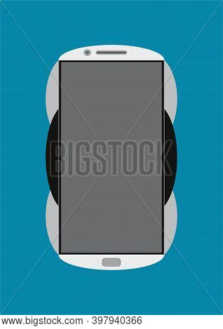 Modern Mobile Phone, Vector Illustration, Isolated On Blue Background.