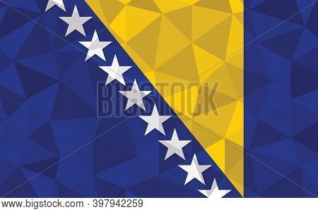 Bosnia And Herzegovina Flag Vector Illustration. Triangular Bosniak Flag Graphic. Bosnia And Herzego