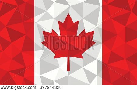 Low Poly Canada Flag Vector Illustration. Triangular Canadian Flag Graphic. Canada Country Flag Is A