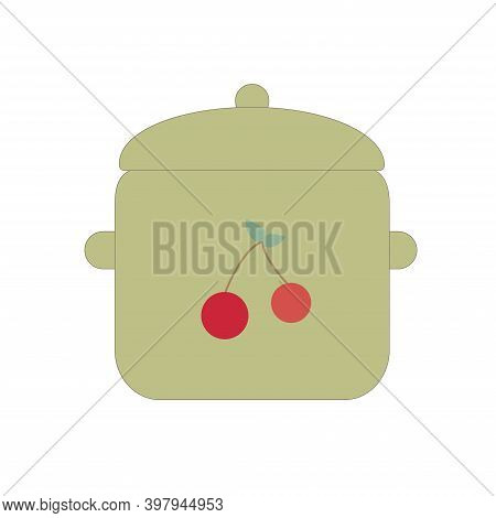 Pan With A Pattern For Cooking On A White Background.