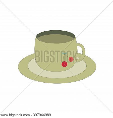 Mug And Saucer For Tea Drinking On A White Background.