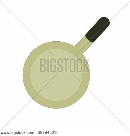 Brown Frying Pan With Black Handle On A White Background.