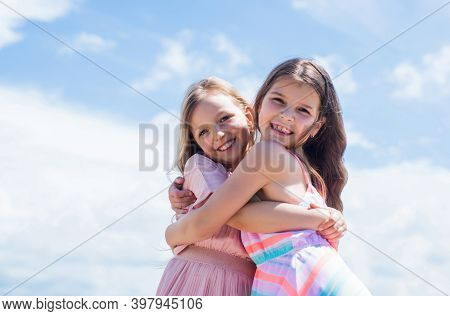 Add Some Action To Your Life. Teenage Girls Sisters. Kid Fashion. Cheerful Family Day. Fashion And B