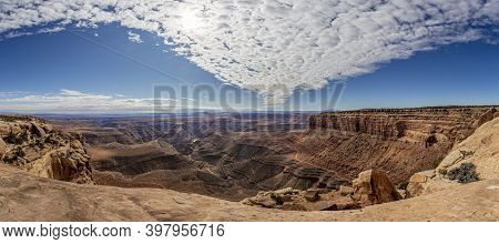 View Over San Juan River Canyon In Utah From Muley Point Near Monument Valley