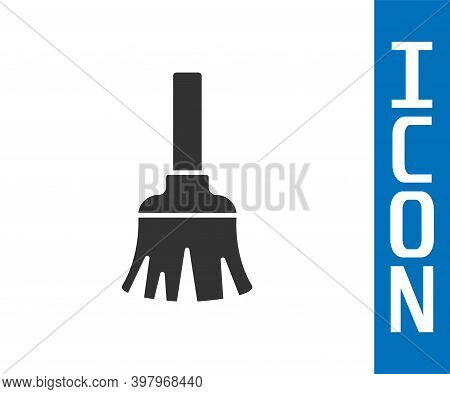 Grey Feather Broom For Cleaning Icon Isolated On White Background. Feather Duster. Vector