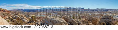 Panoramic Picture Of Mount Waas From Arches National Park
