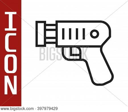 Black Line Police Electric Shocker Icon Isolated On White Background. Shocker For Protection. Taser 