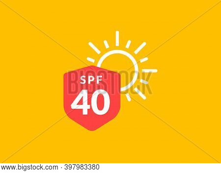 Uv Radiation Sun Block Icon. Solar Ultraviolet Uv Radiation Logo 40spf