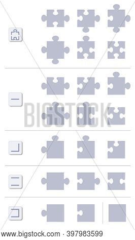 Puzzle Shapes. Scientific Chart With Possible Shapes Of All 21 Different Pieces With And Without Edg
