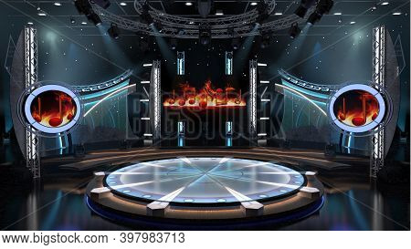 Virtual Background Stage 1. 3d Rendering.
Virtual Set Studio For Chroma Footage. Wherever You Want I