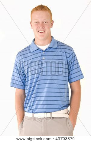 Young Redhead Blue Eyes In Polo Shirt
