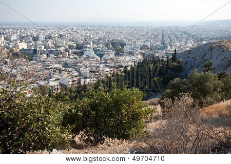 Athens View From The Pnyx Hill To The Sea Side