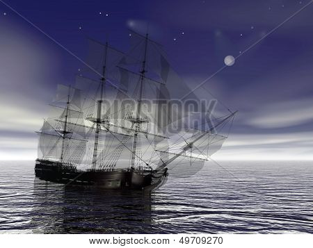 Old merchant ship - 3D Render