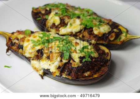Two Stuffed Aubergines
