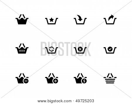Shopping Basket icons on white background.