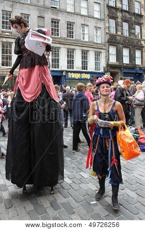 EDINBURGH- AUGUST 10: Members of  Factory Compagnia Transadriatica publicize their show Yurtakids Cinderella during Edinburgh Fringe Festival on August 10, 2013 in Edinburgh, Scotland