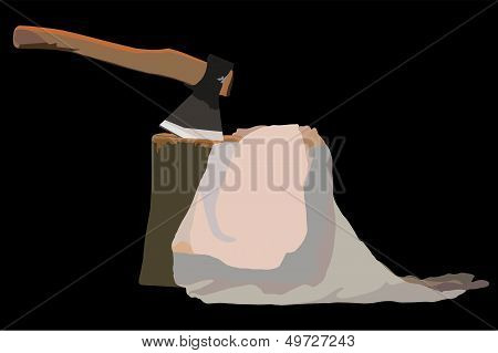 Image Tool Lumberjack Ax In A Wooden Deck