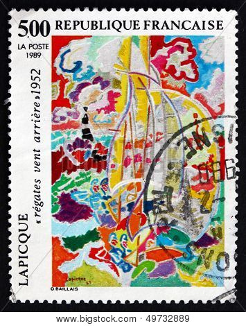 Postage Stamp France 1989 Regatta, Painting By Charles Lapicque