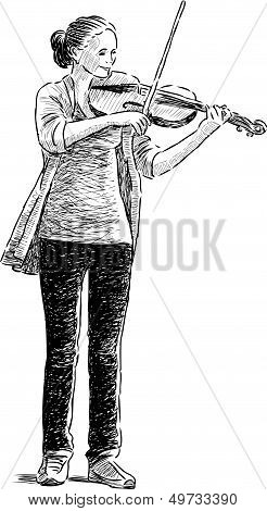 Teen Playing A Fiddle.eps