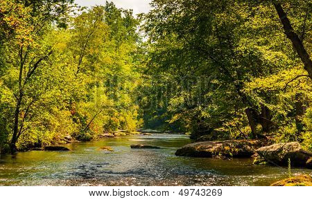 Serene View Of The Gunpowder Falls, In Baltimore County, Maryland.