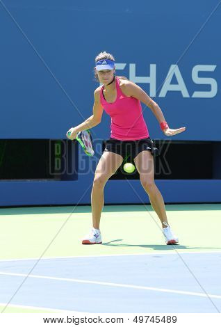 Grand Slam champion Ana Ivanovich practices for US Open 2013 at Arthur Ashe Stadium