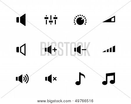 Speaker icons on white background. Volume control.