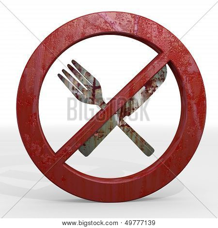 3D Render Of A Forbidden Restaurant Sign Not Allowed