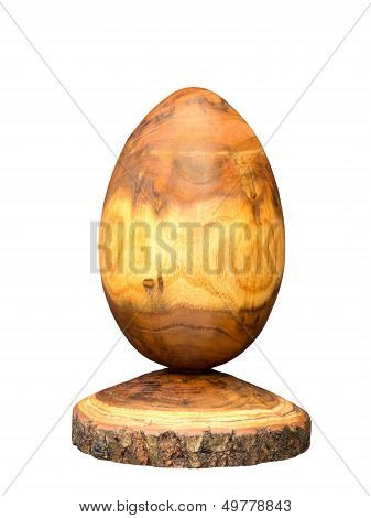 Wooden egg made of acacia tree with bark
