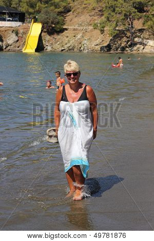 Walking along a sandy beach