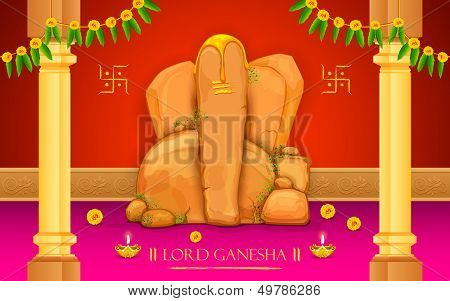 illustration of statue of Lord Ganesha made of rock