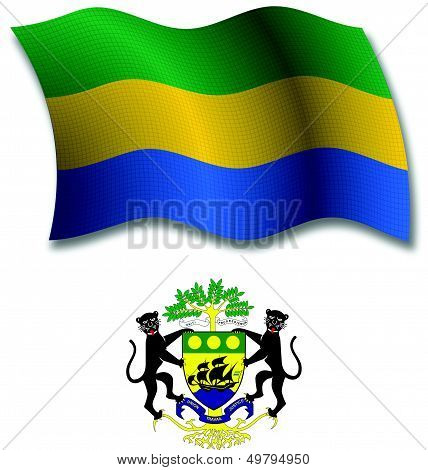 Gabonese Republic Textured Wavy Flag Vector