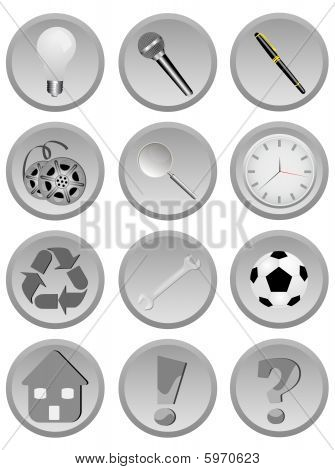 Set of web elements on gray buttons