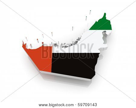 Map of United Arab Emirates (UAE). 3d