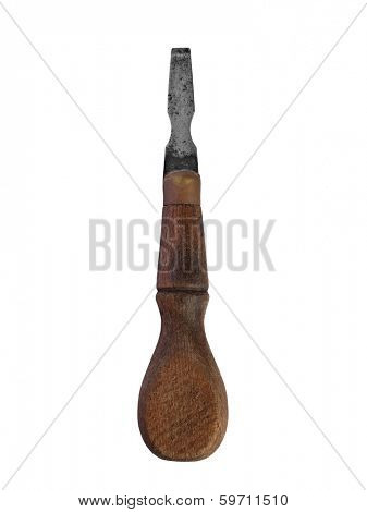 vintage gunsmith screwdriver over white background, clipping path